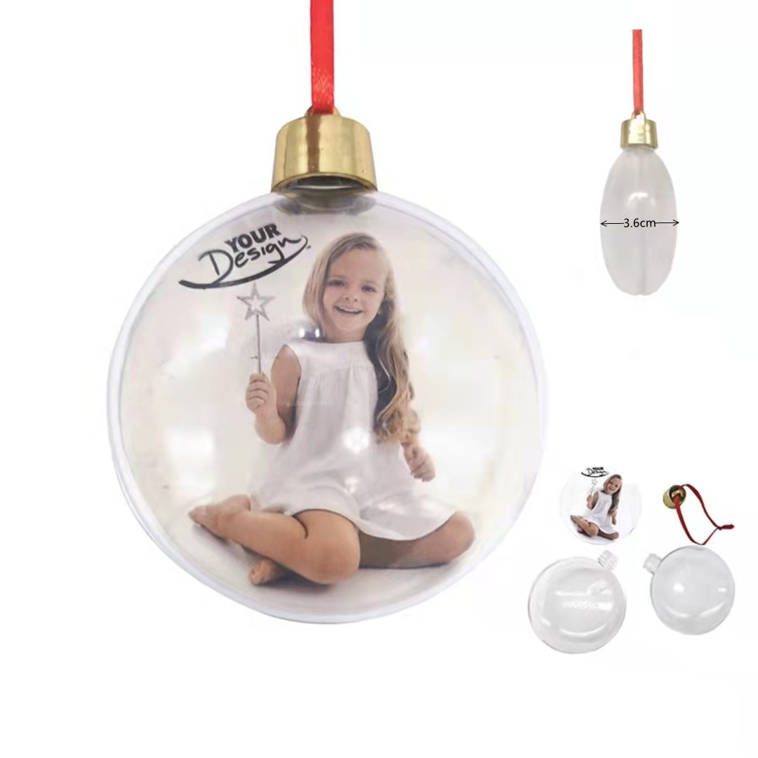 Plastic Flat Round Photo Ornament 7cm