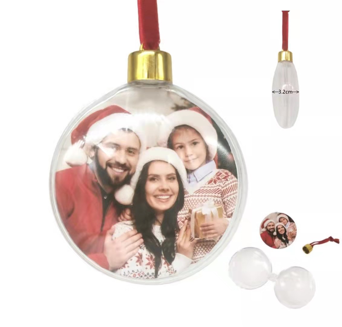 Premium Plastic Flat Round Photo Ornament 8cm