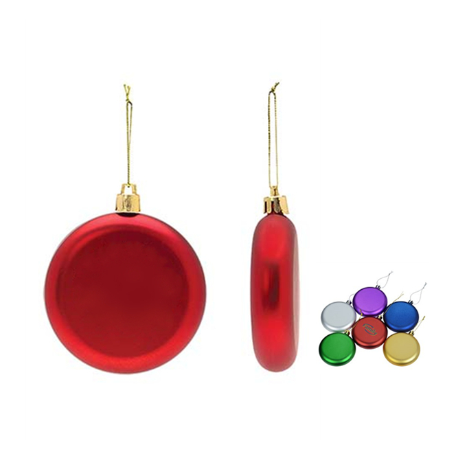 Shatterproof Flat Round Ornament 8cm,Red 