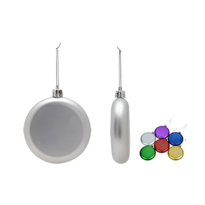 Shatterproof Flat Round Ornament 8cm,Silver