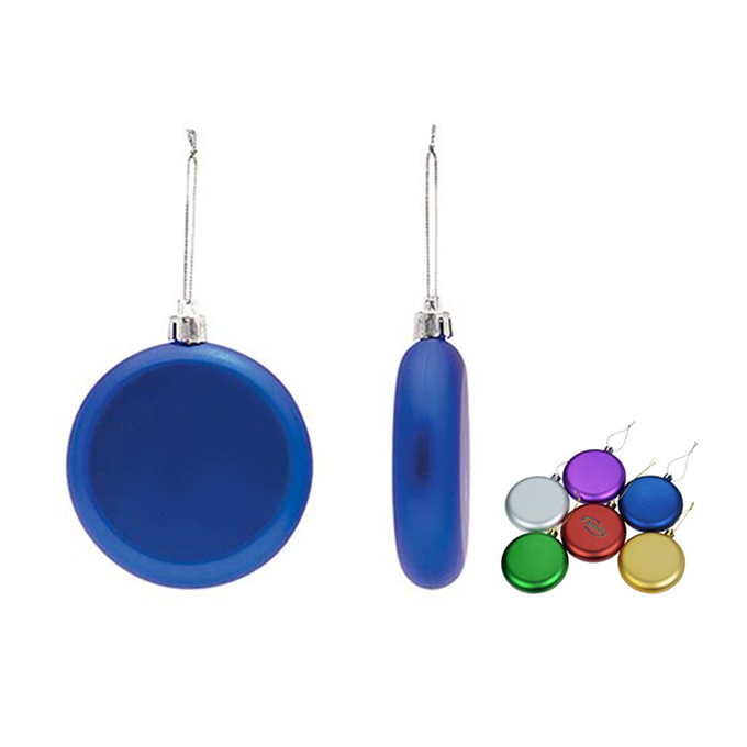Shatterproof Flat Round Ornament 8cm,Blue