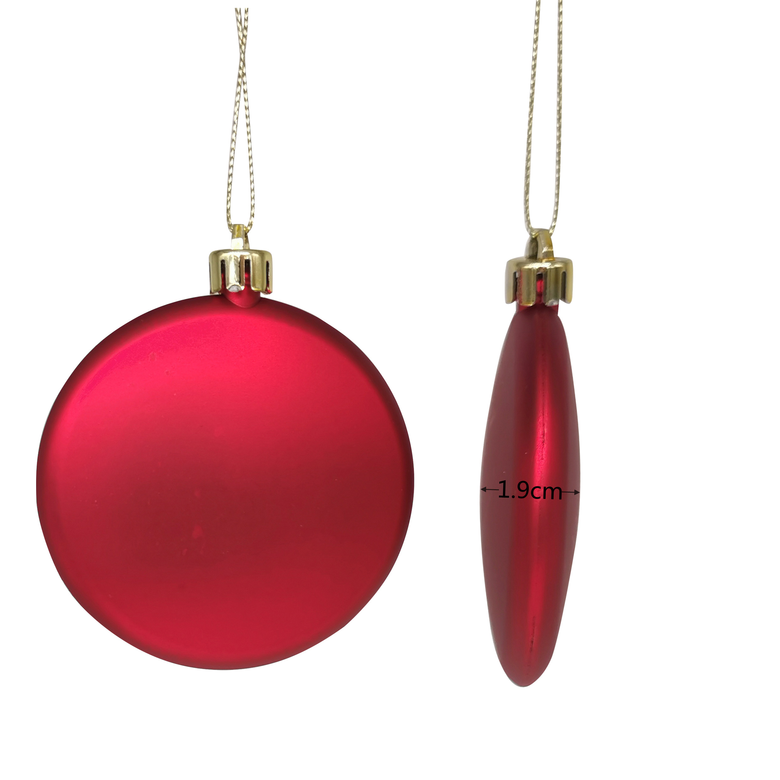 Shatterproof Flat Ornament 8cm,Red