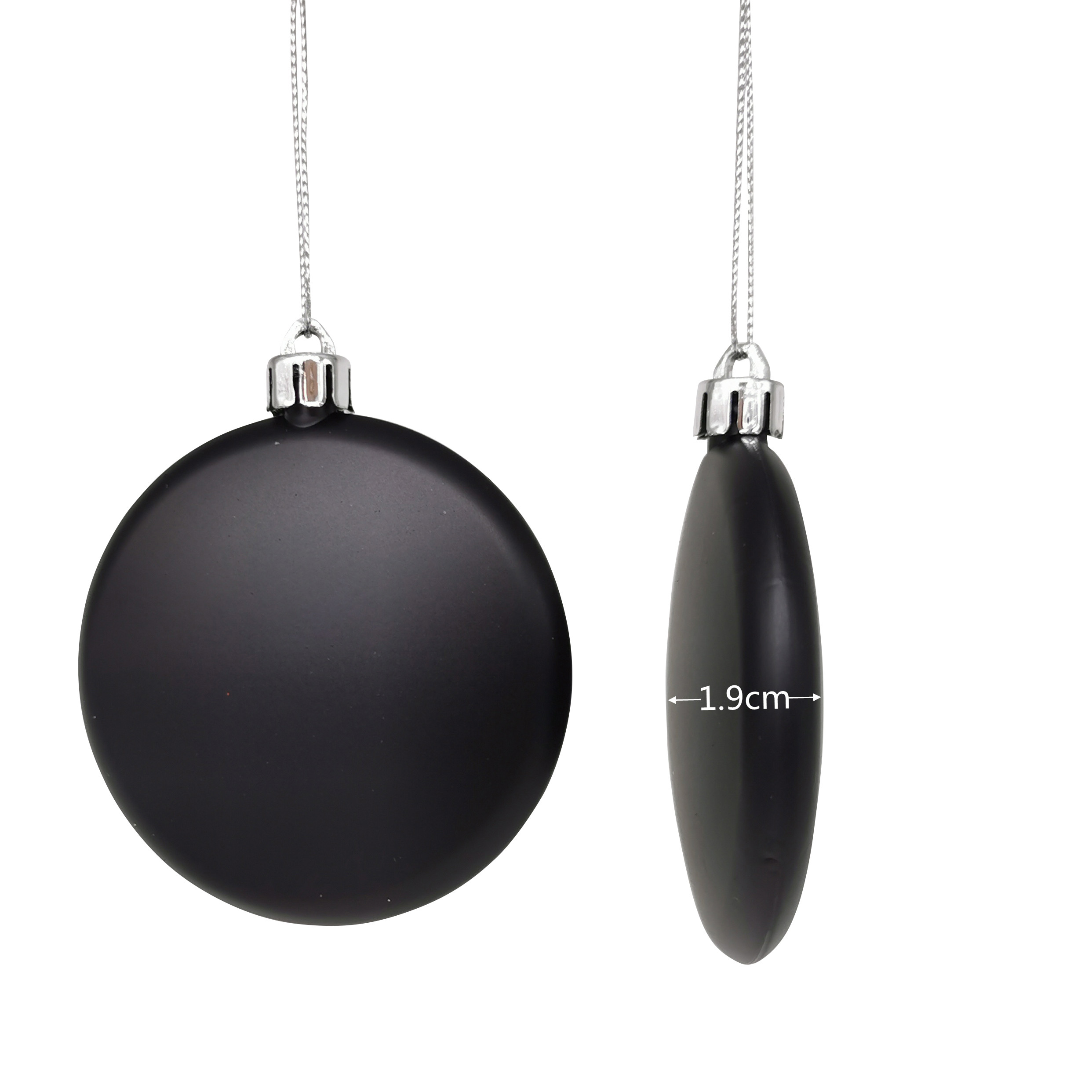 Shatterproof Flat Ornament 8cm,Black