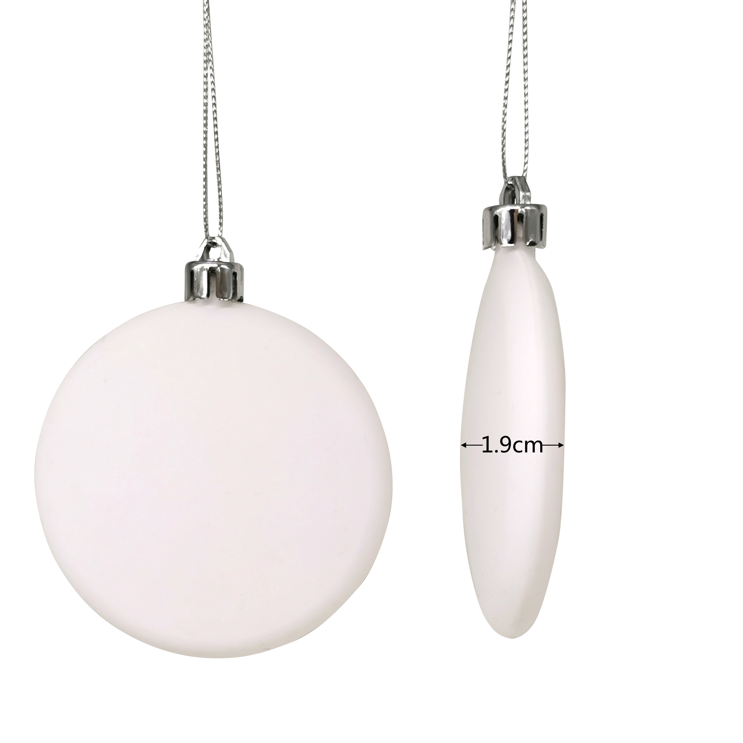 Shatterproof Flat  Ornament 8cm,White