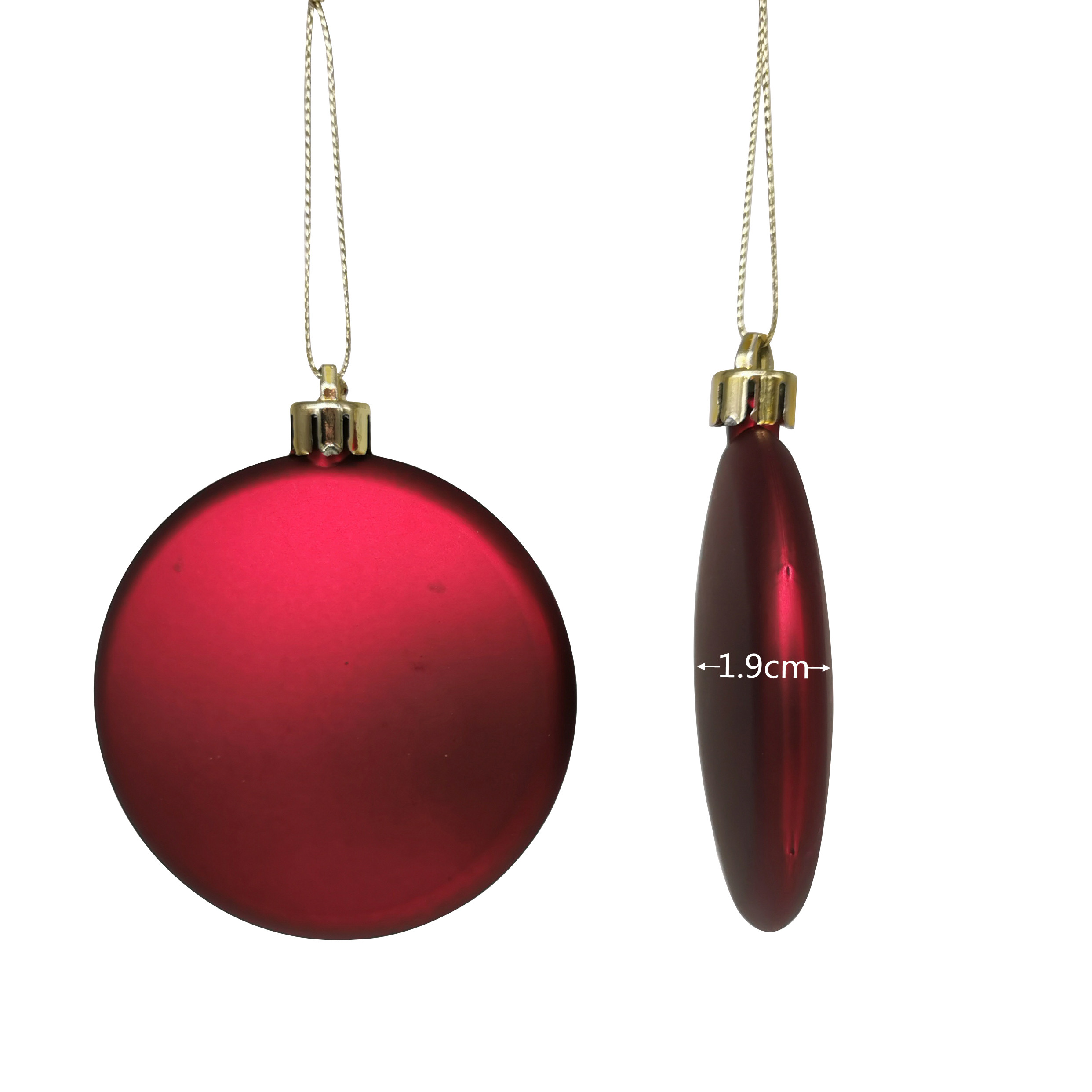 Shatterproof Flat Ornament 8cm,Burgundy