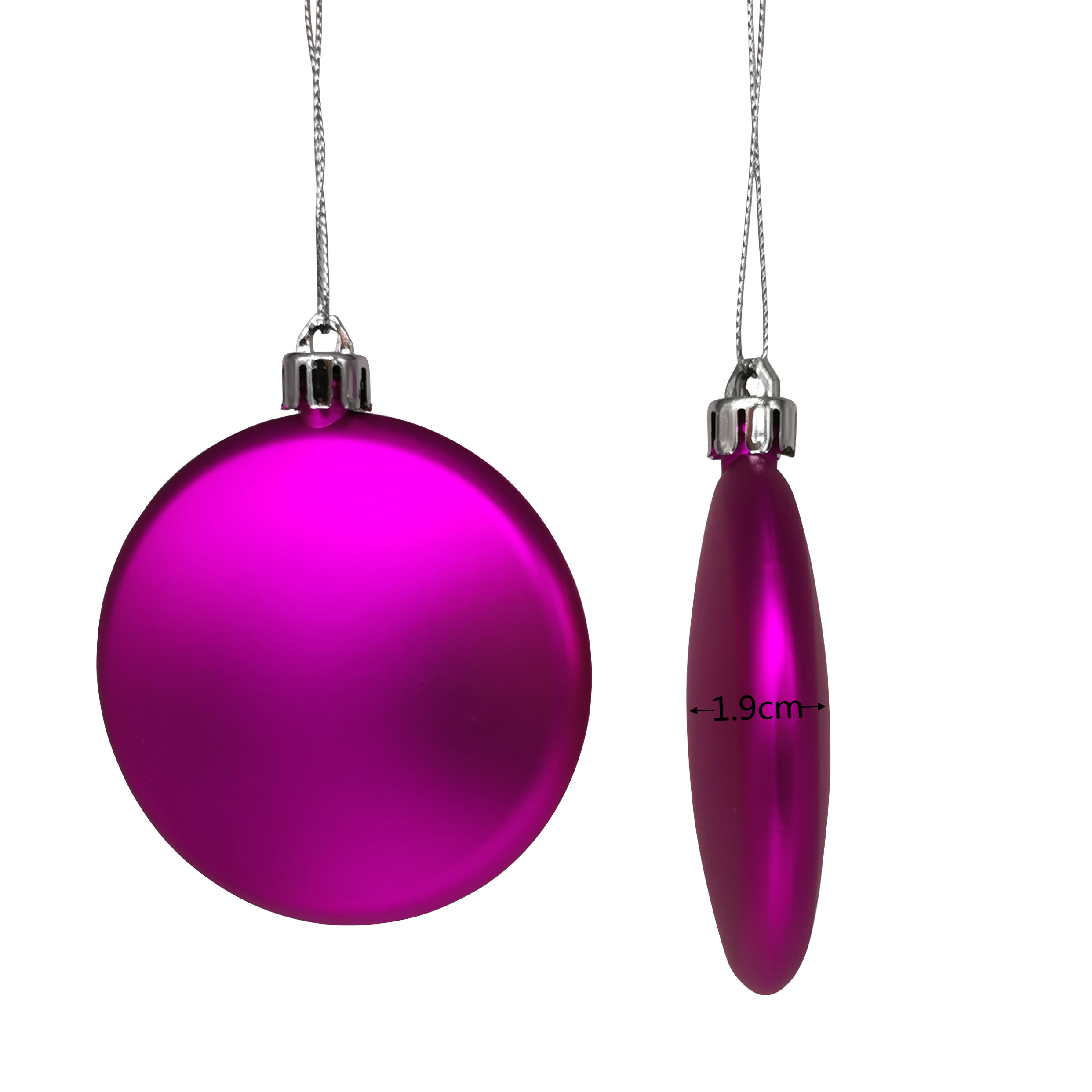 Shatterproof Flat Ornament 8cm,Fuschia