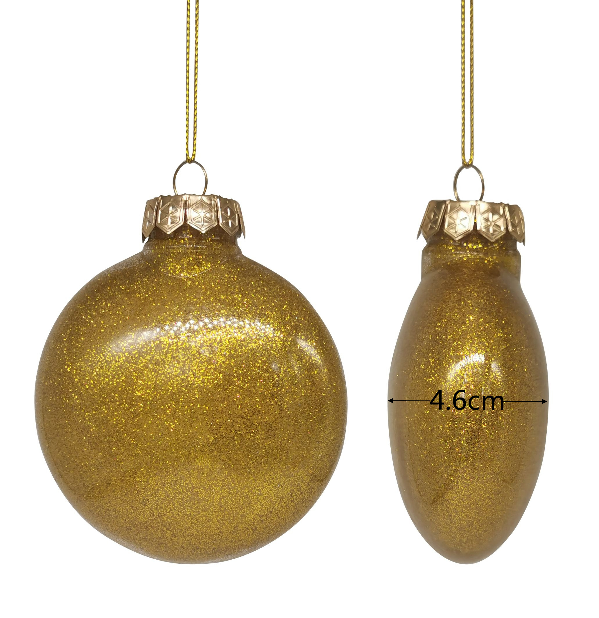 Shatterproof Round Disk With Glitter 9cm,Gold