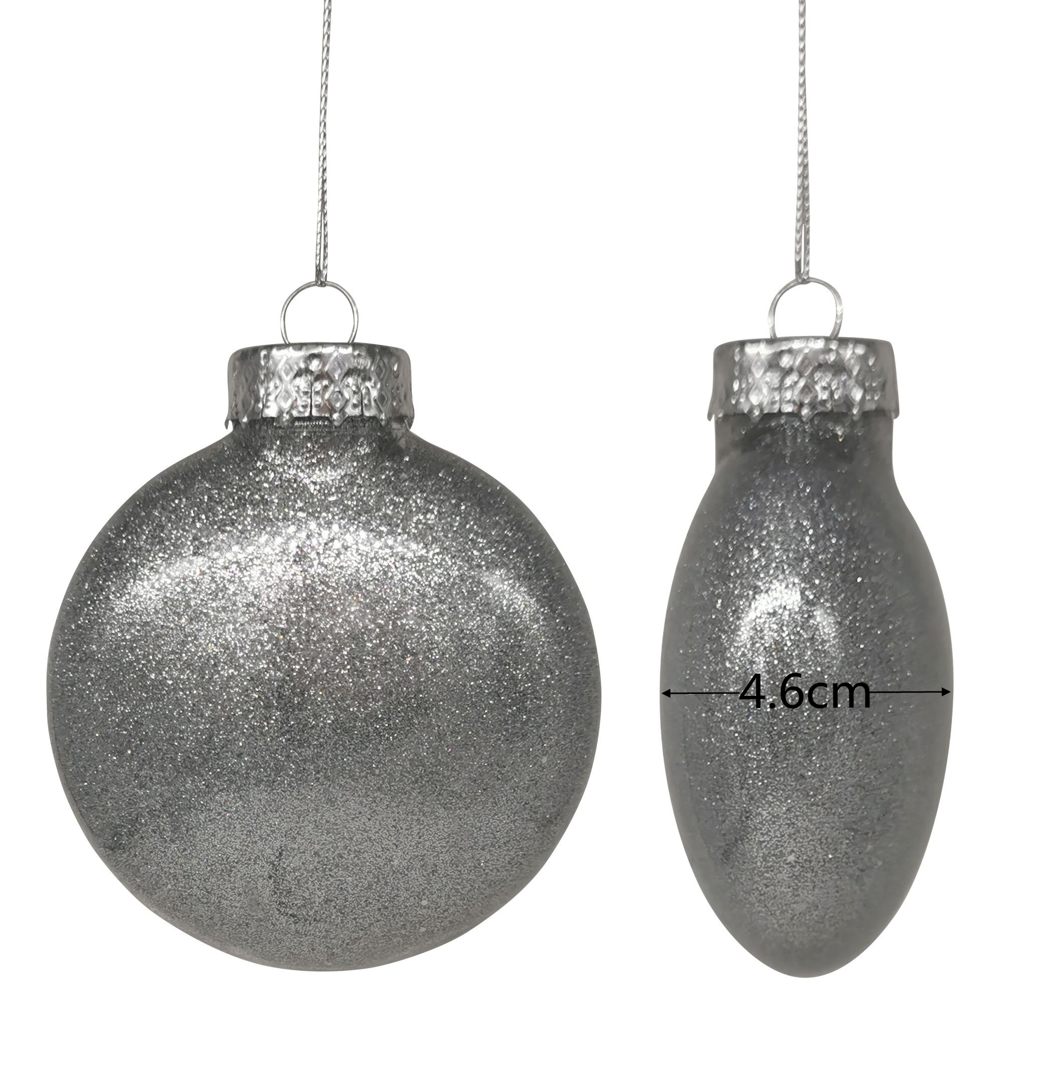 Shatterproof Round Disk With Glitter 9cm,Silver