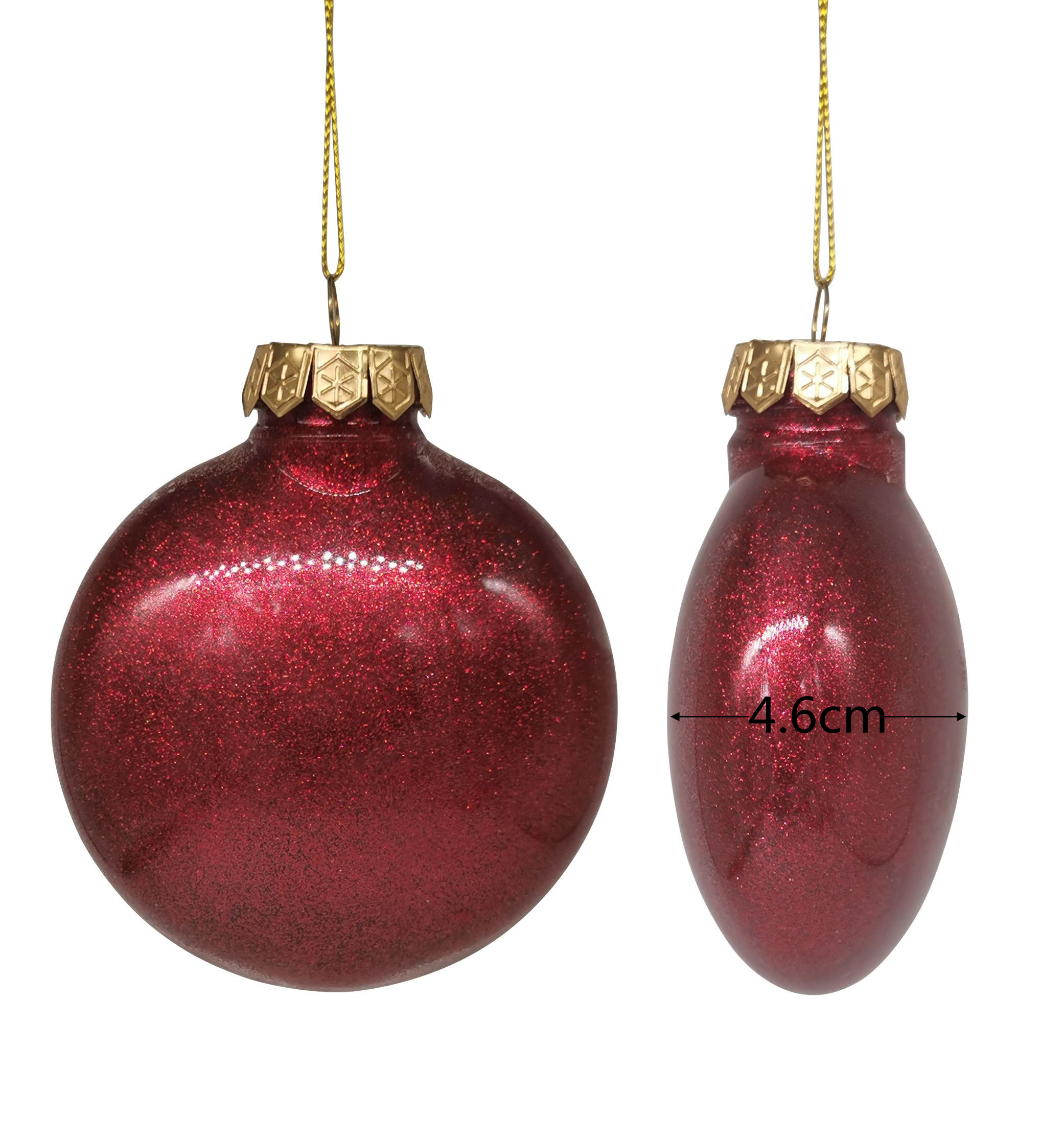 Shatterproof Round Disk With Glitter 9cm,Red