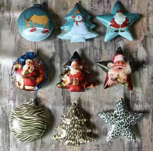 Printing Star,Flat Round and Tree Ornament 11cm