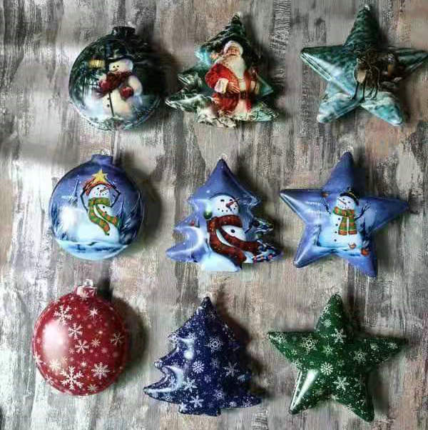 Printing Star,Flat Round and Tree Ornament 11cm