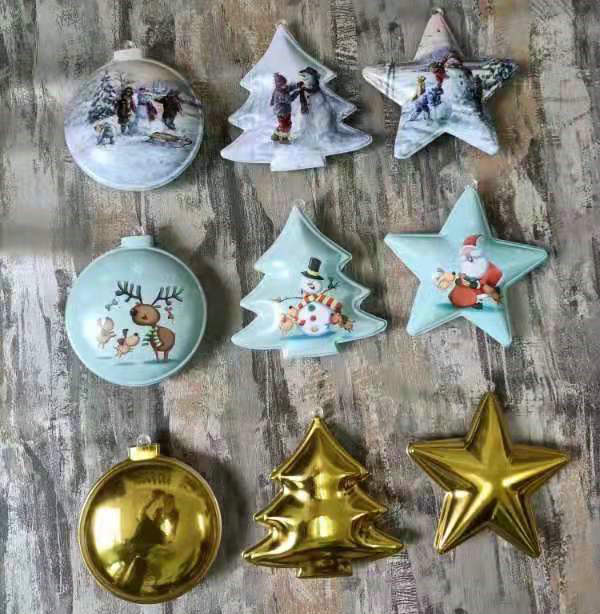 Printing Star,Flat Round and Tree Ornament 11cm